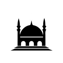 Mosque simple icon, islamic worship place, muslim symbols, vector illustration. Flat mosque icon design vector, mosque silhouette. Hajj, umrah, ramadhan kareem, ied mubarak