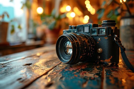 An old-fashioned 35mm camera captures the essence of classic photographic nostalgia, its lens focusing on a hobby now rendered obsolete