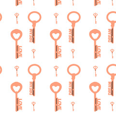 pink keys love seamless background. Vector illustration can used for love day decoration, wedding card, celebration wallpaper. 
