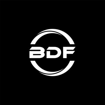 BDF letter logo design with black background in illustrator, cube logo, vector logo, modern alphabet font overlap style. calligraphy designs for logo, Poster, Invitation, etc.