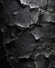Black wall background. Cracked texture. Distressed wallpaper