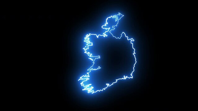 Animated Ireland map icon with a glowing neon effect