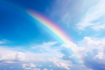 Nature's Palette: Cloudy Sky adorned with a Rainbow
