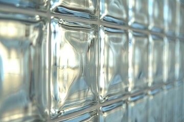 Reflective square glass blocks in a pattern, contemporary glass architecture detail, glass block background