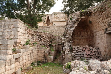Structures and details of the Palacio del Gobernador/Governors Palace at Uxmal, close to Merida, Mexico