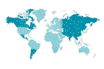 Fototapeta na wymiar Connected Continents: World Map in Dots