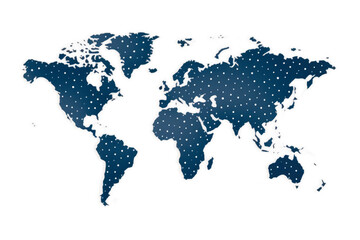 Fototapeta na wymiar Earth in Pixels: Dotted World Map