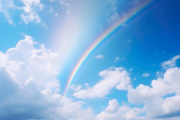 Celestial Symphony: Rainbow over Cloudy Skies