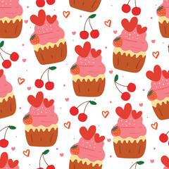seamless pattern cartoon dessert. cute food wallpaper for textile, gift wrap paper