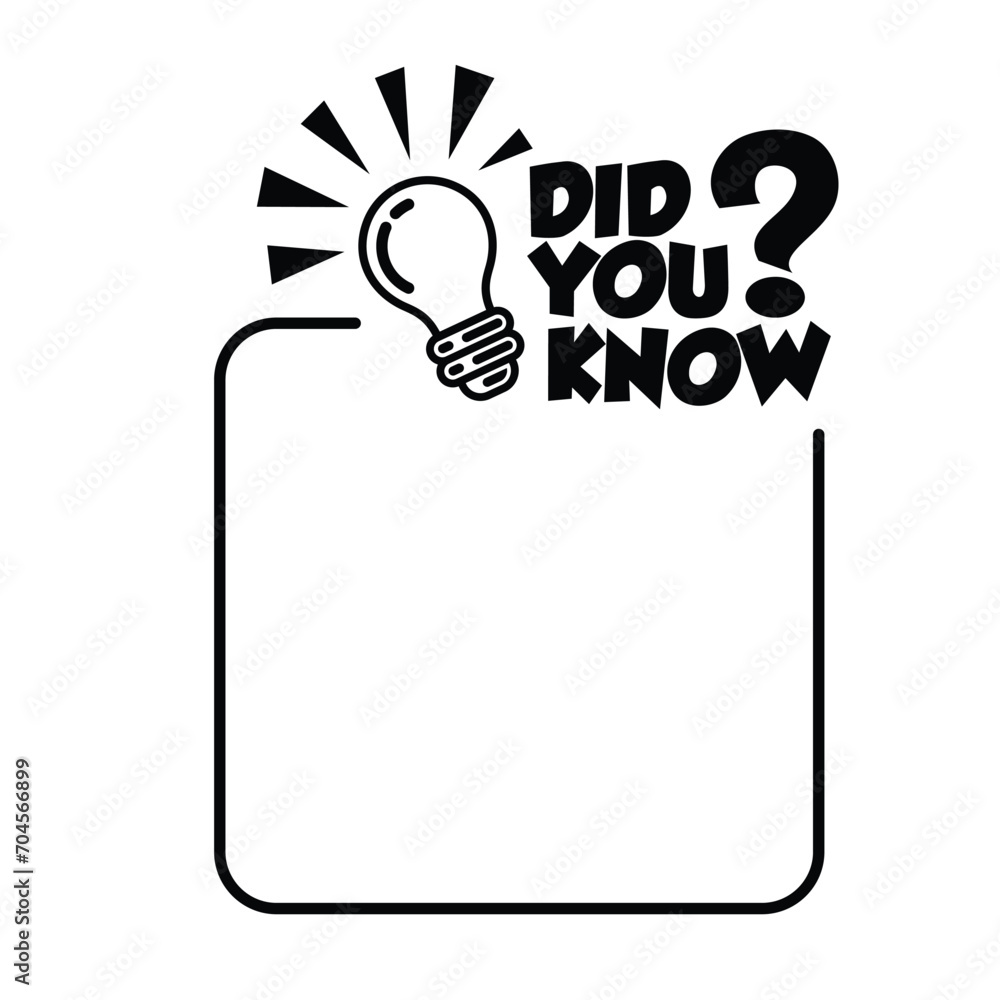 Fototapete funny bubble for copying text. did you know web banner with frame and bulb, idea box, quote for inte