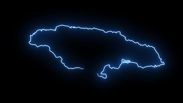 Animated map icon for the country of Jamaica with a glowing neon effect