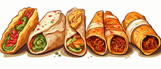 Burrito snack Mexican food Mexican illustration