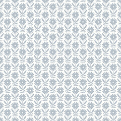 Hand drawn seamless pattern with decorative doodle flowers, repeat pattern with flowers and leaves
