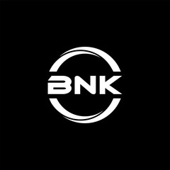 BNK letter logo design with black background in illustrator, cube logo, vector logo, modern alphabet font overlap style. calligraphy designs for logo, Poster, Invitation, etc.