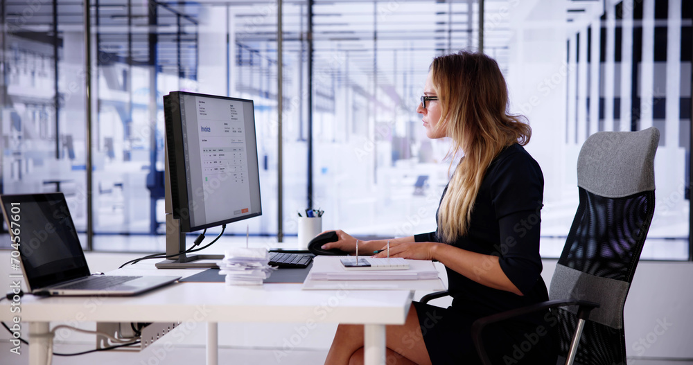 Poster Online Taxes And Invoice Using Computer