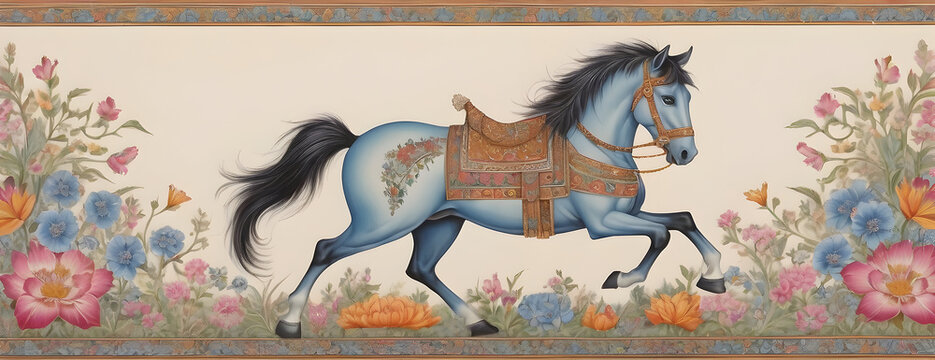 Royal Victorian art horse graphic illustration 