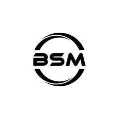 BSM letter logo design with white background in illustrator, cube logo, vector logo, modern alphabet font overlap style. calligraphy designs for logo, Poster, Invitation, etc.