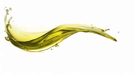 Isolated waves of olive or motor oil splashing on a white backdrop.