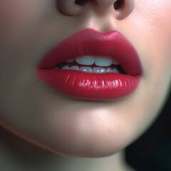 close up lips of woman