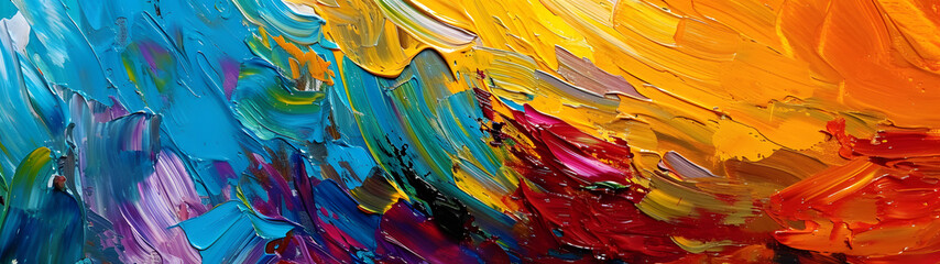 A vibrant explosion of abstract colors, capturing the whimsy and innocence of a child's art, painted with modern techniques and acrylic paint - obrazy, fototapety, plakaty
