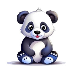 Panda bear on a white background, created with the help of artificial intelligence.