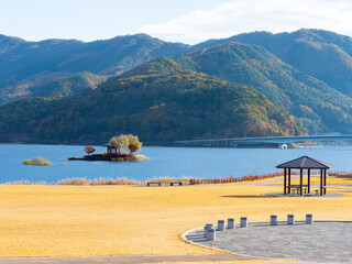 Kawaguchiko Lake. Japan. Nature of Fujikawaguchiko. Five Fuji Lakes. Yagizaki Park. Autumn...