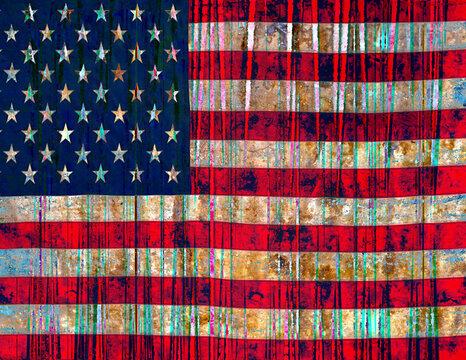 distressed colorful textured American flag
