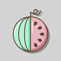Watermelon isolated vector icon. Fruit sign