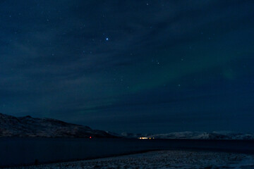 northern light in scandinavian norway near tromso 