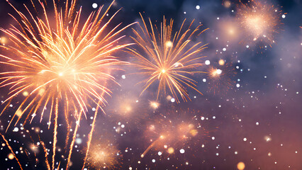 Fototapeta premium Image portraying the scene of new year celebrations and fireworks. can also be used for other celebrations and events. Graphics resources and wallpaper background as well