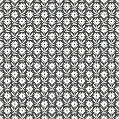 Hand drawn seamless pattern with decorative doodle flowers, repeat pattern with flowers and leaves