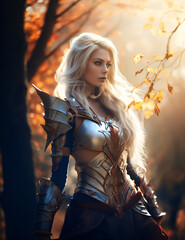 RPG DND fantasy character for Dungeons and Dragons, Roleplay, Avatar, female Knight, warrior, blonde medieval mistress