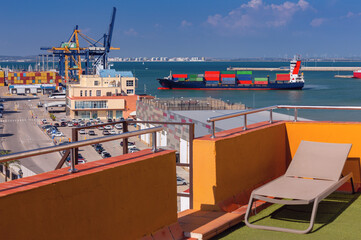 Cargo seaport and container terminal in Cadiz.