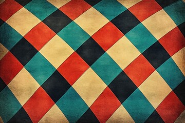 Retro muted colors abstract checkerboard pattern grainy texture background