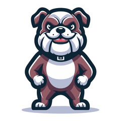 Obraz premium Cute cartoon bulldog puppy mascot character design vector, logo template isolated on white background