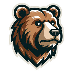 Wild brave animal grizzly bear head face mascot design vector illustration, logo template isolated on white background
