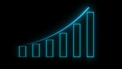 Abstract neon business growth and graph chart icon illustration background 