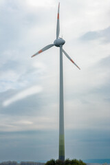 Wind power generator in the field close-up