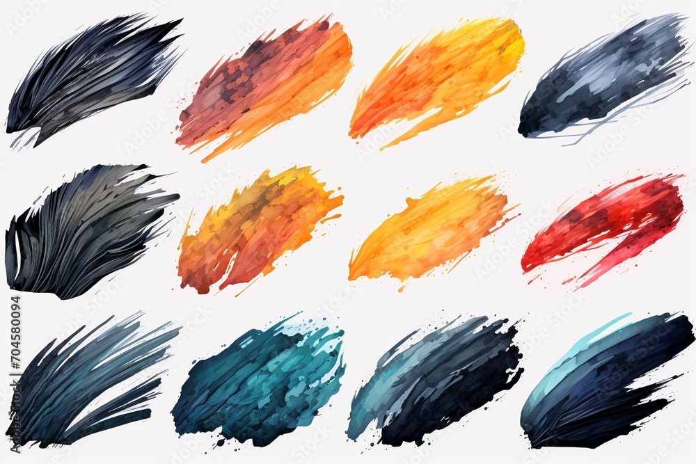 Poster this vibrant collection features rainbow-colored paint strokes, each showcasing a different hue and 