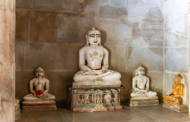 jain holy god statue at jain temple from flat angle