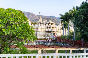 ancient unique temple architecture with bright blue sky at day from different angle