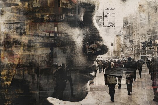 A conceptual artwork exploring the psychological effects of continuous exposure to political propaganda on individuals and society.
