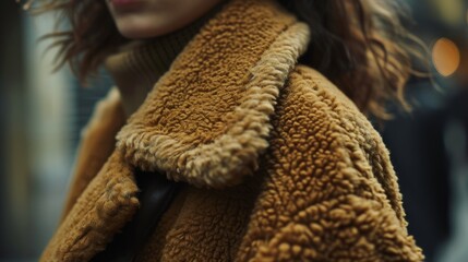 Woman on street. Close up, coat