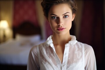 A young and attractive woman with a charming and elegant style, personifying beauty and charm.