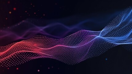 Wavy digital landscape with glowing particles