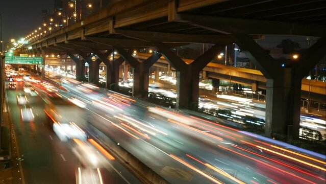 Time lapse of city traffic at night