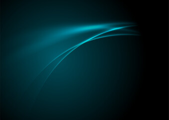 Blue smooth glossy neon waves abstract hi-tech background. Vector design