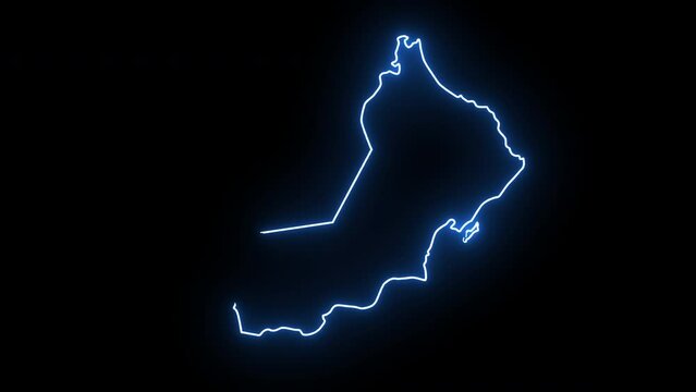 Animation of Oman country map icon with a glowing neon effect
