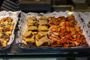 Madrid Market Mercado de San Miguel - fresh produce and specialty food and tapas. MADRID, SPAIN.