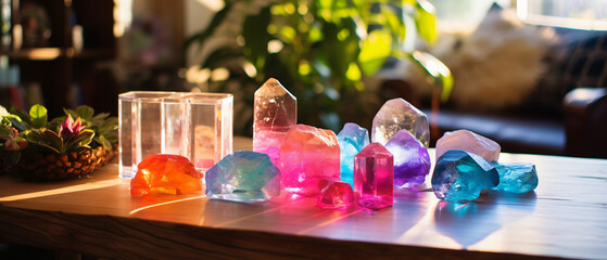 Focusing on crystal rainbow maker in home